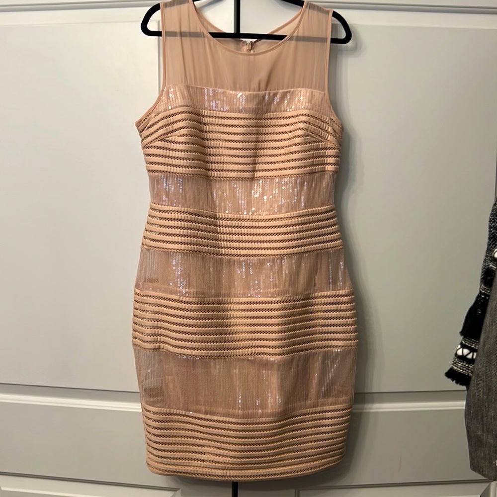 New with tags . Blush cocktail dress with sequins